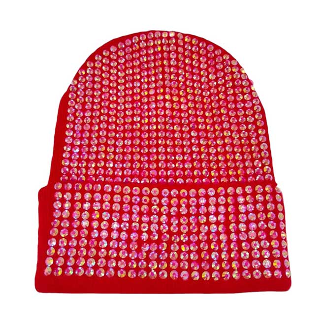 Studded Solid Knit Beanie Hat