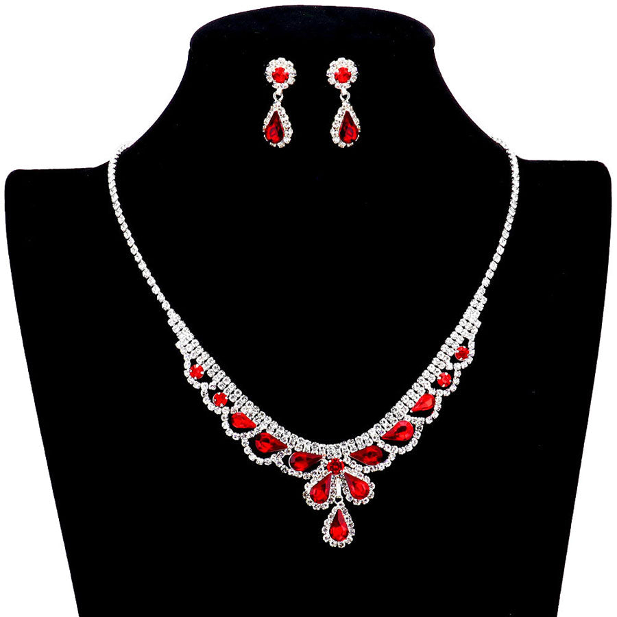 Teardrop Stone Accented Rhinestone Necklace