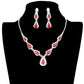 Teardrop Stone Accented Rhinestone Pave Necklace