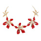 Teardrop Stone Pointed Enamel Flower Link Necklace