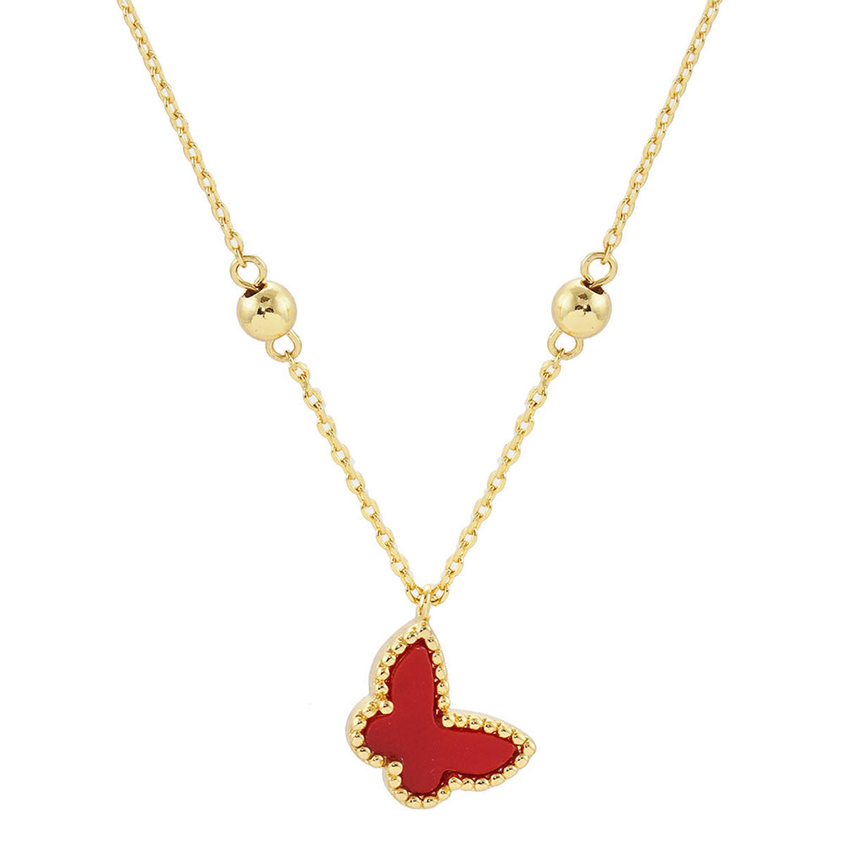 Top Gold Dipped Enamel Butterfly Pendant Necklace