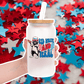 Red White and Feral Hot Dog Patriotic Raccoon Glass Cups