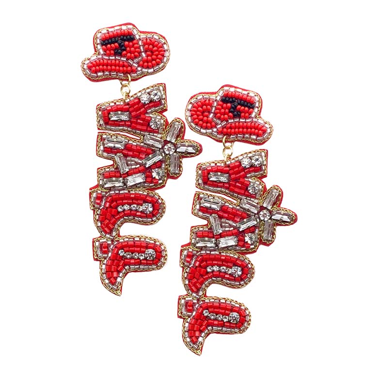 Yall Felt Back Beaded Message Dangle Earrings