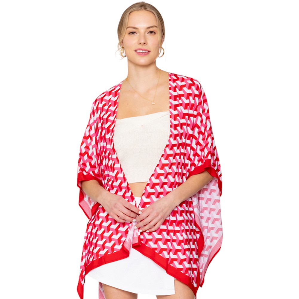 Geometric Pattern Print Ruana Poncho