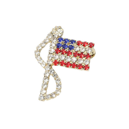 Rhinestone American USA Flag Pin Brooch