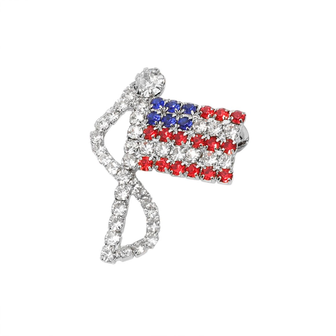 Rhinestone American USA Flag Pin Brooch