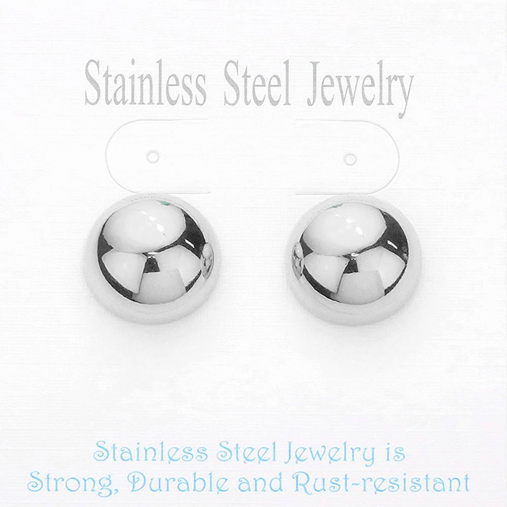 18K Gold Dipped Stainless Steel Metal Dome Stud Earrings
