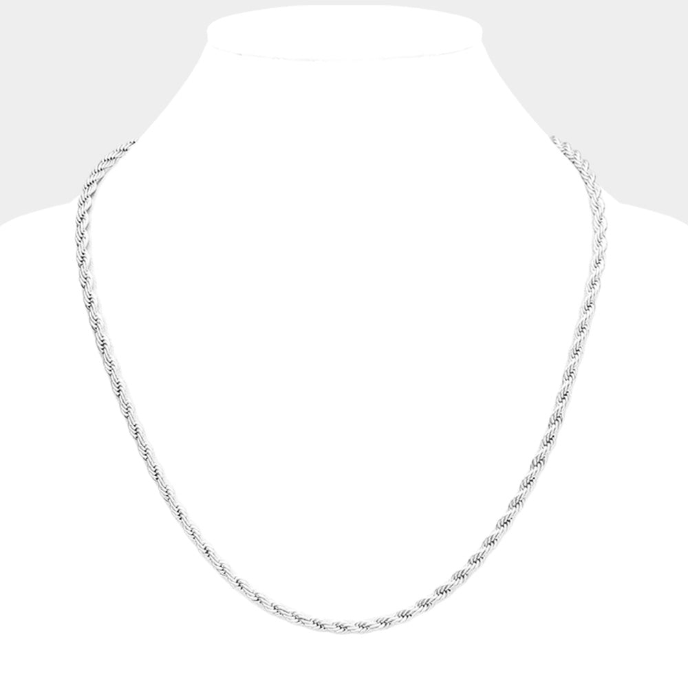20 INCH, 3mm Stainless Steel Rope Chain Necklace