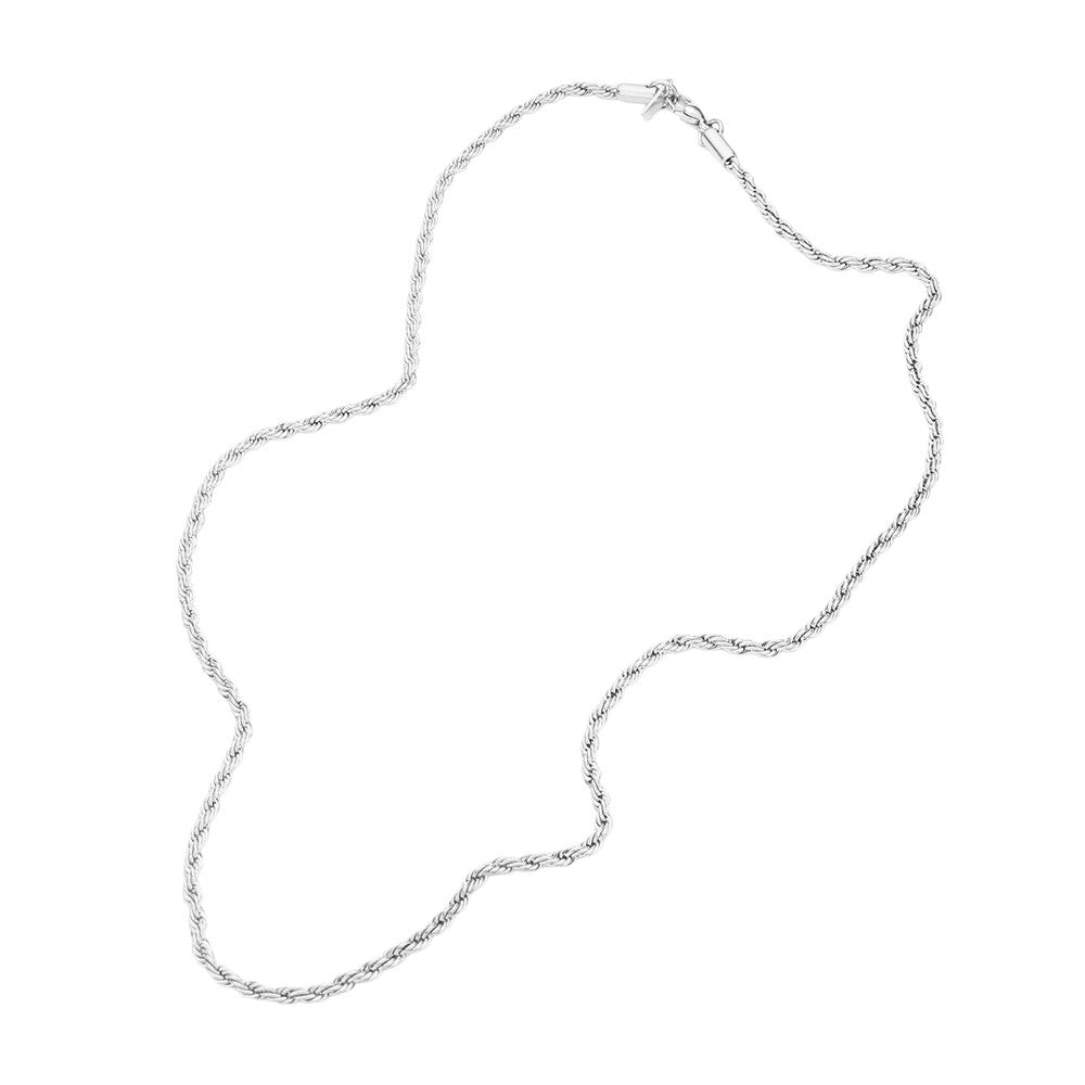 20 INCH, 3mm Stainless Steel Rope Chain Necklace