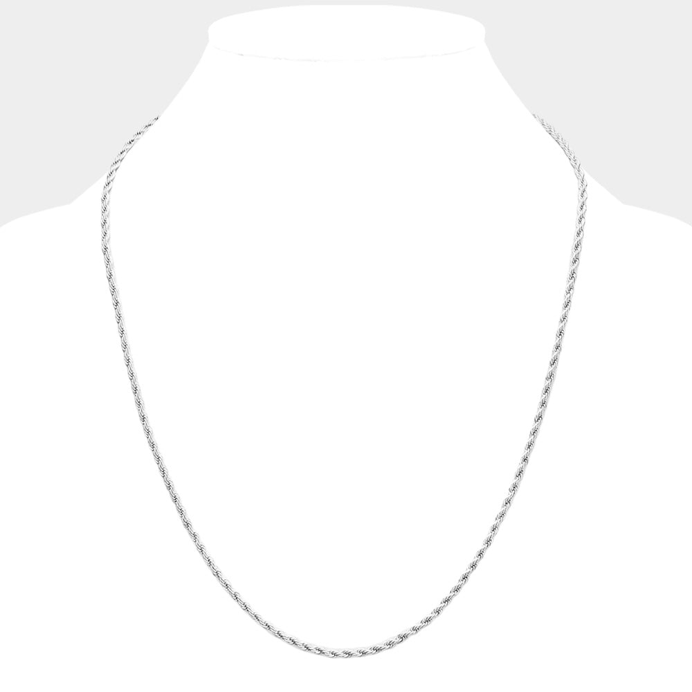 24 INCH, 3mm Stainless Steel Rope Chain Necklace