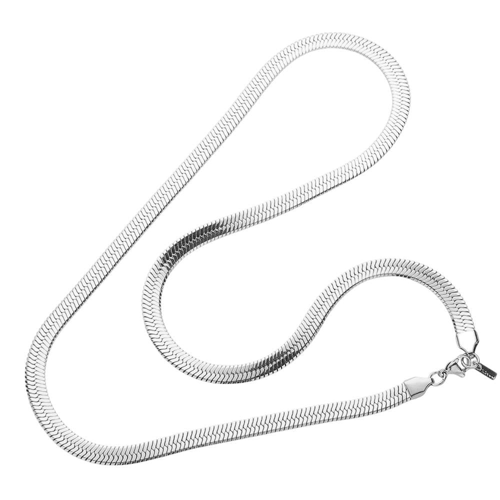24 Inch, 7mm Stainless Steel Herringbone Chain Necklace