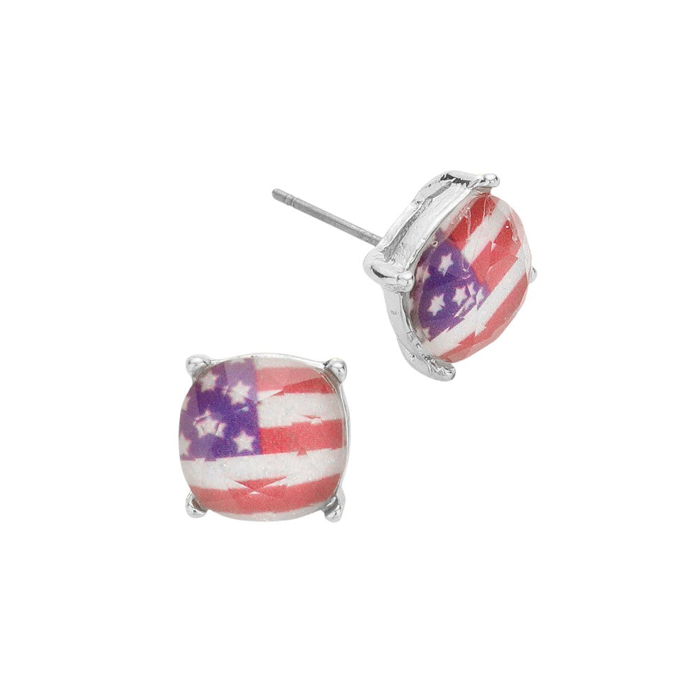 Women's American USA Flag Stud Earrings 4th of July