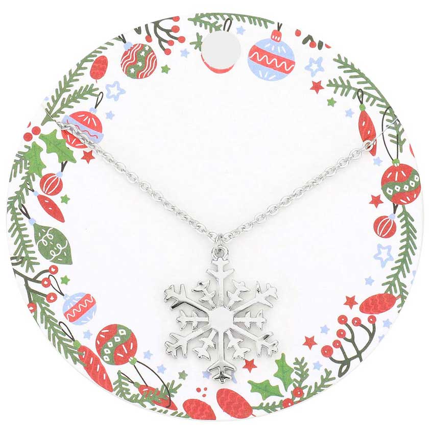 Christmas Metal Snowflake Pendant Necklace