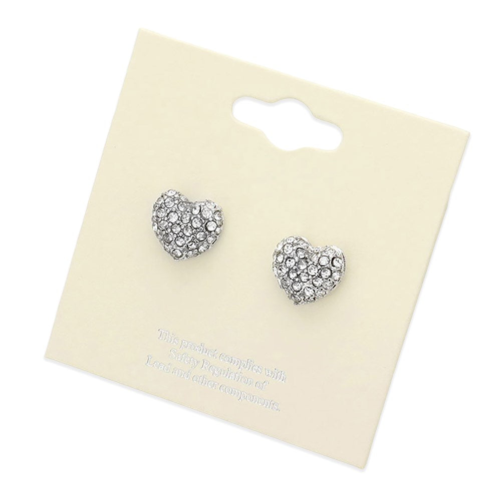 Crystal Pave Heart Stud Earrings