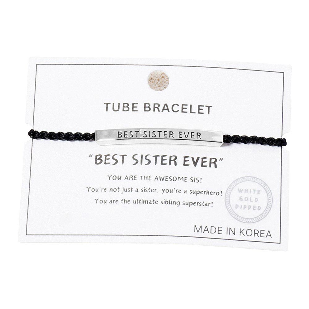 Gold Dipped BEST SISTER Pointed Rope Pull Tie Bracelet