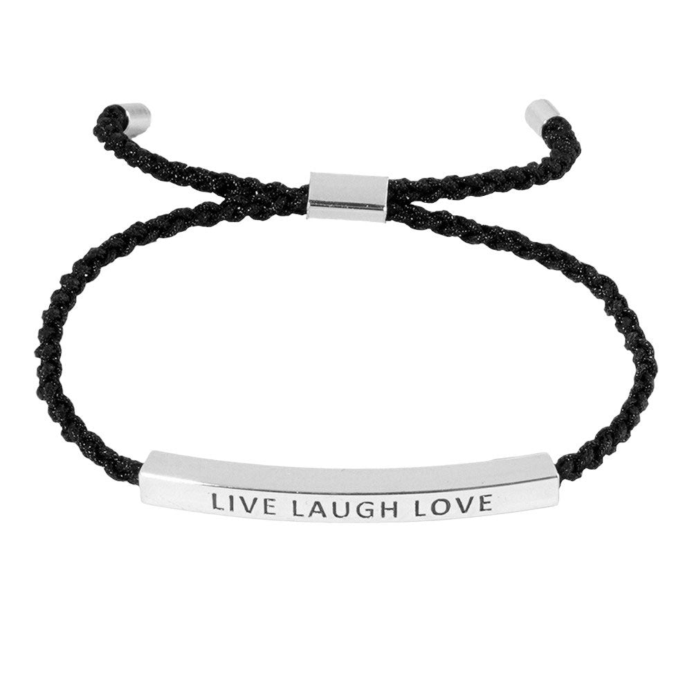 Gold Dipped LIVE LAUGH LOVE Message Rope Pull Tie Bracelet