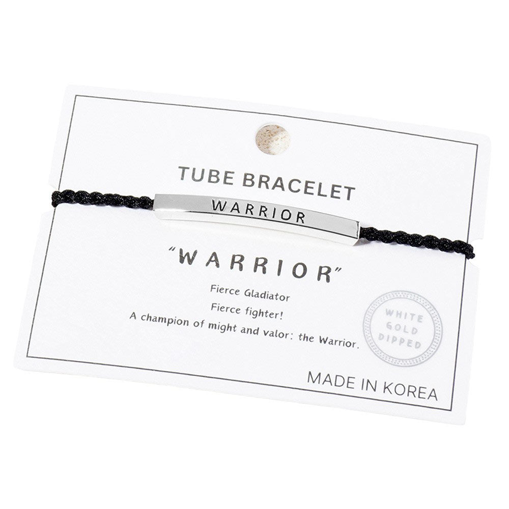 Gold Dipped WARRIOR Bar Pointed Rope Pull Tie Bracelet