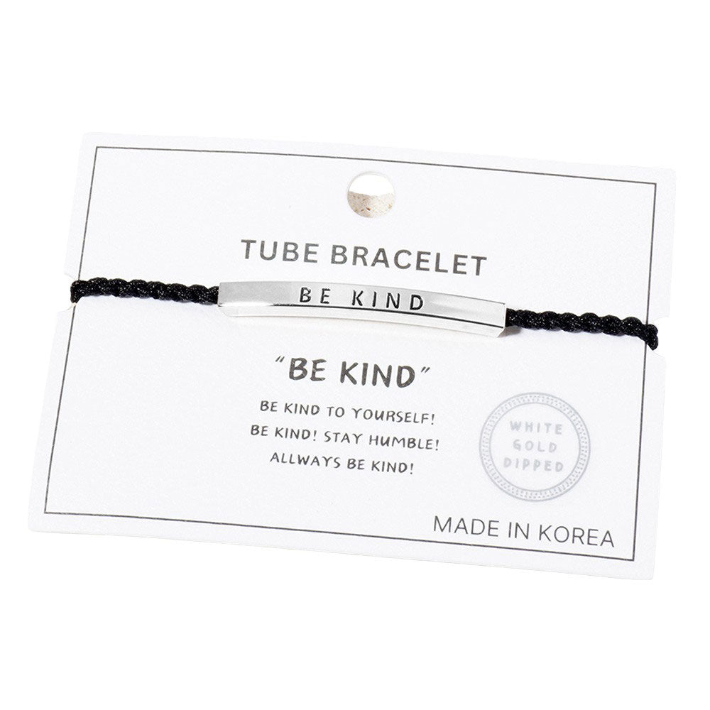 Gold Dipped BE KIND Message Bar Pointed Rope Bracelet