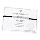 Gold Dipped Believe Message Bar Rope Pull Tie Bracelet