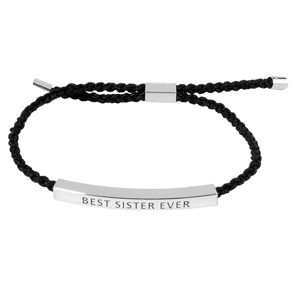 Gold Dipped BEST SISTER Pointed Rope Pull Tie Bracelet
