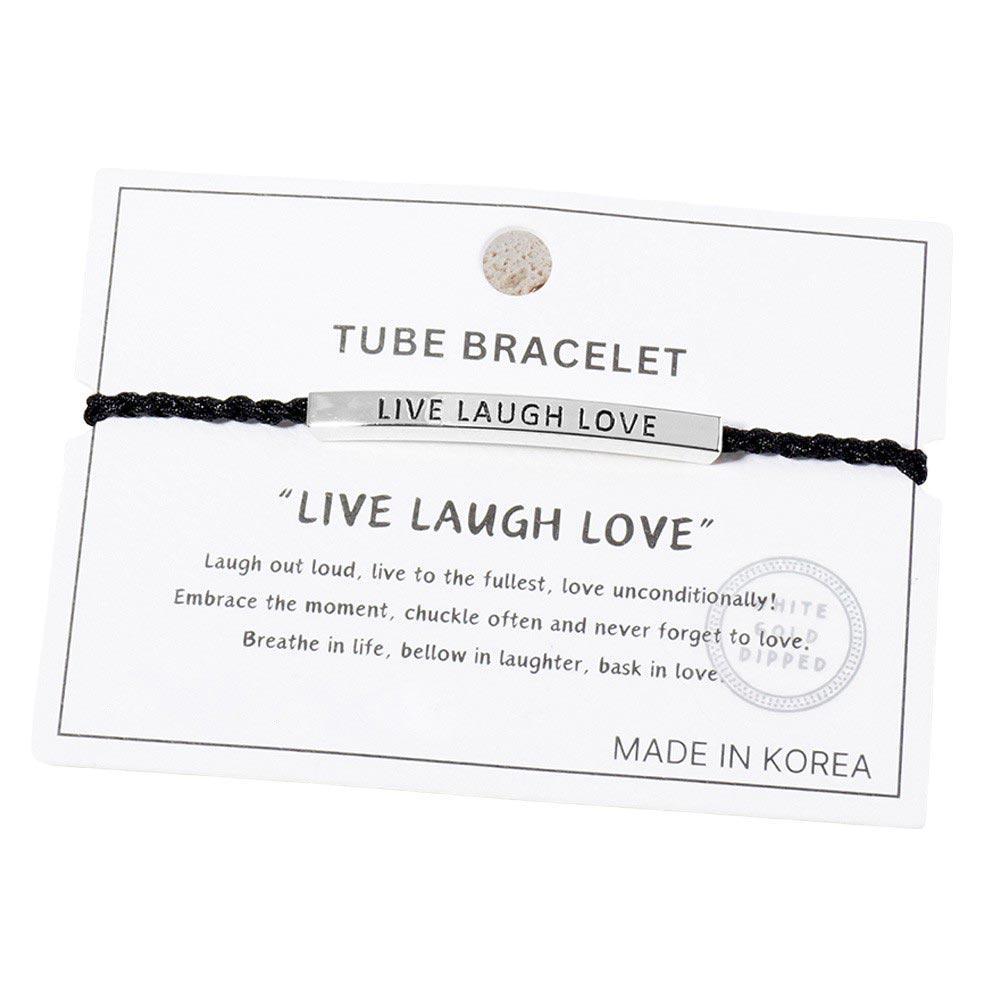Gold Dipped LIVE LAUGH LOVE Message Rope Pull Tie Bracelet