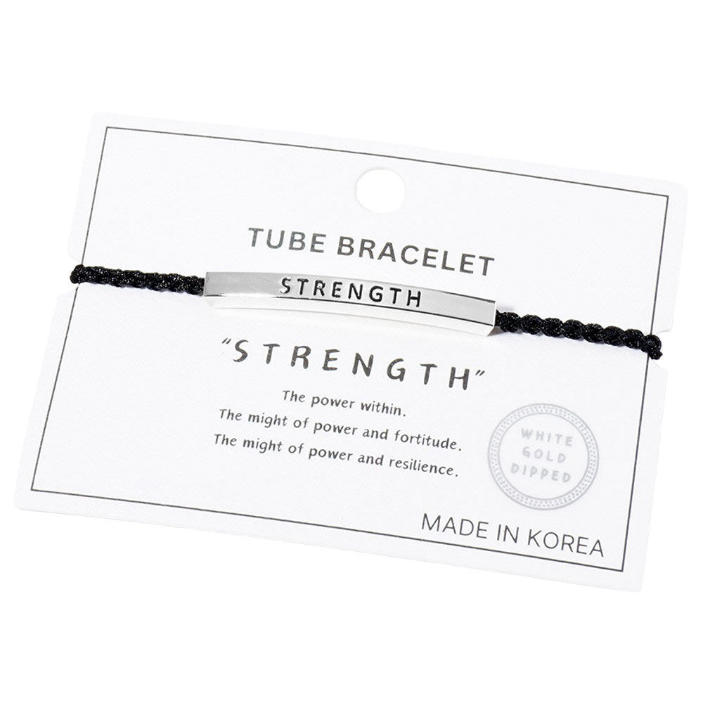 Gold Dipped STRENGTH Message Pointed Rope Pull Tie Bracelet