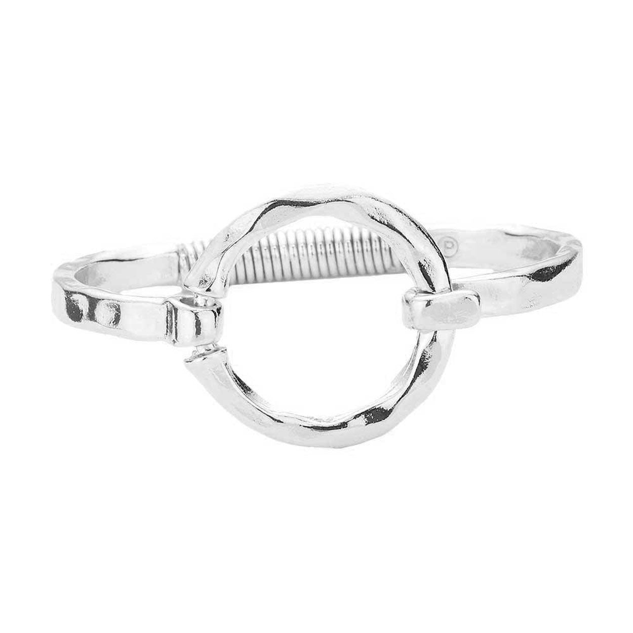 Women's Hammered Open Metal Circle Hook Bracelet