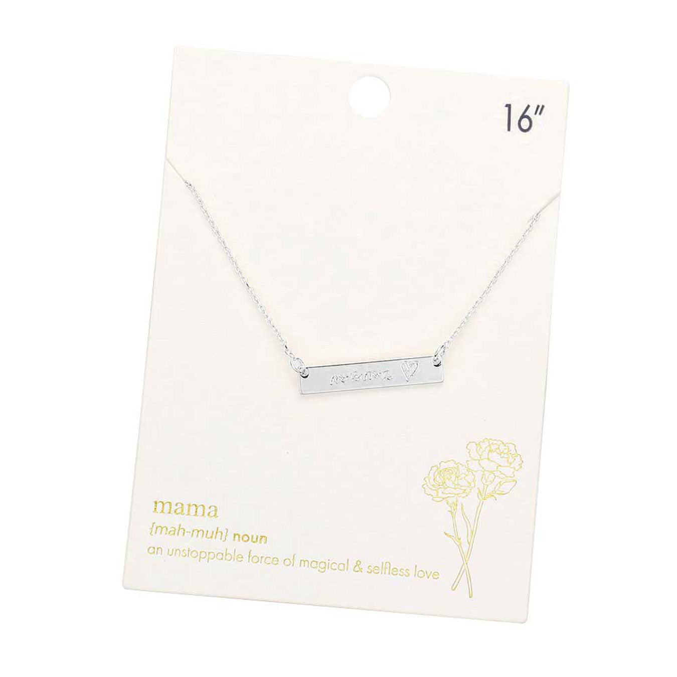 Mama Message Metal Rectangle Pendant Necklace