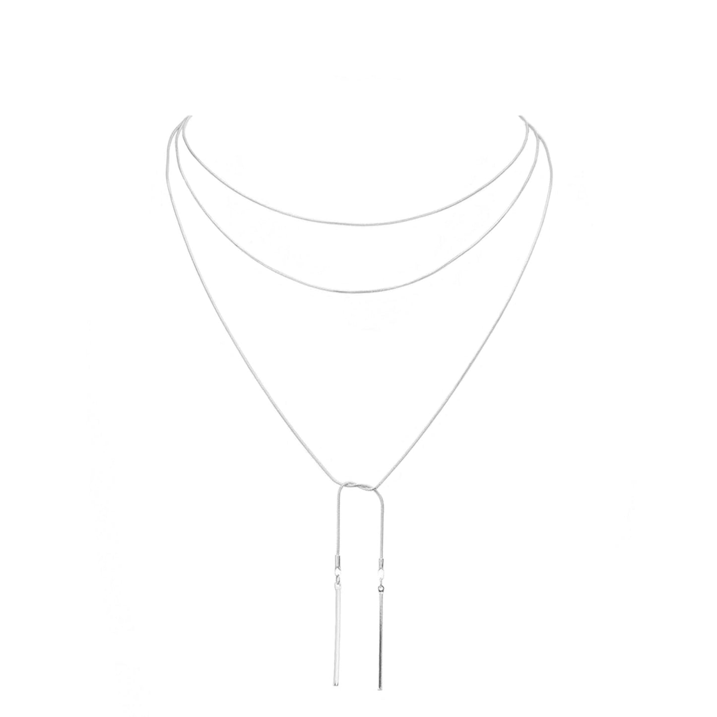 Metal Bar Dangle Tip Layered Necklace