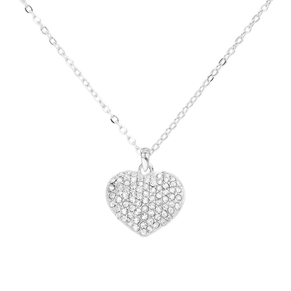 Pave heart pendant necklace