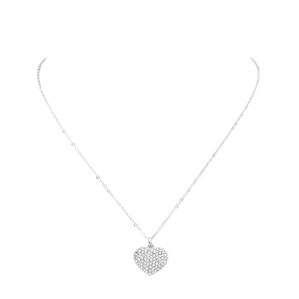 Pave heart pendant necklace