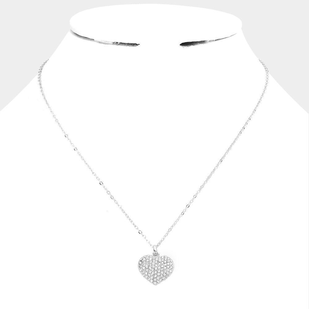 Pave heart pendant necklace