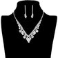 Round Crystal Rhinestone Collar Necklace Earring Set