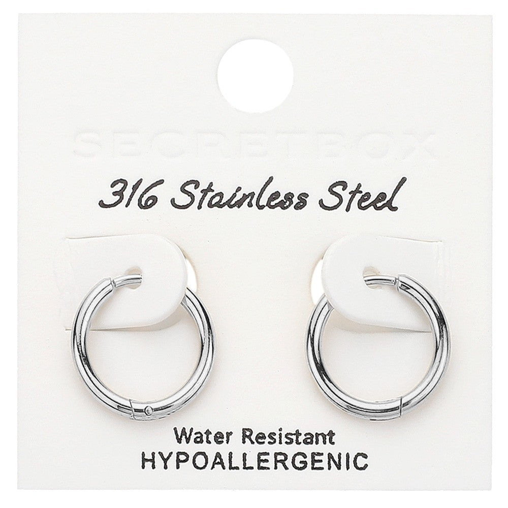 SECRET BOX Stainless Steel Huggie Hoop Earrings