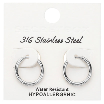 SECRET BOX Stainless Steel Huggie Hoop Earrings