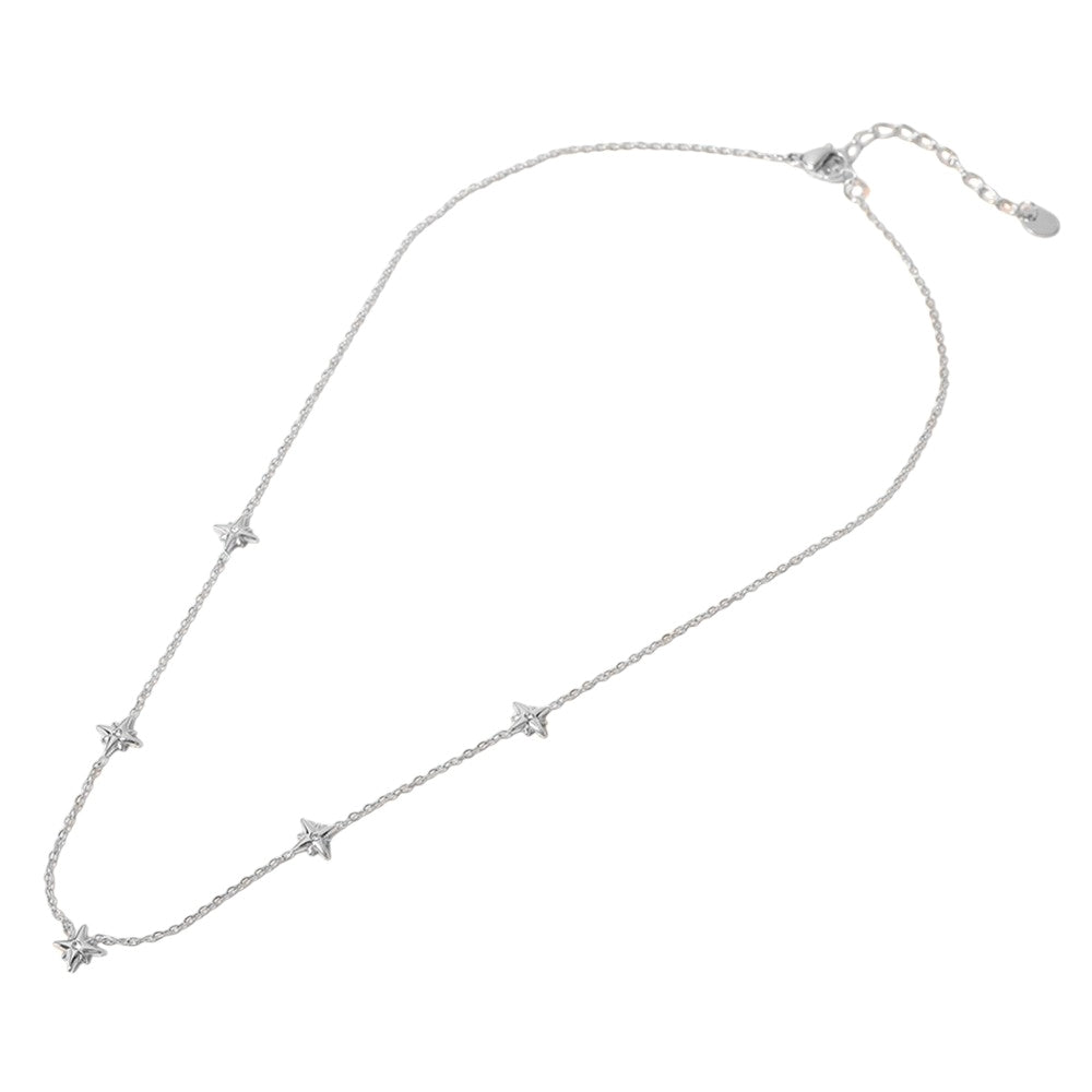 SECRET BOX Stainless Steel Stone Starburst Station Necklace