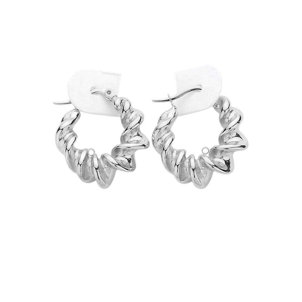 Stainless Steel Spiral Hoop Pin Catch Earrings