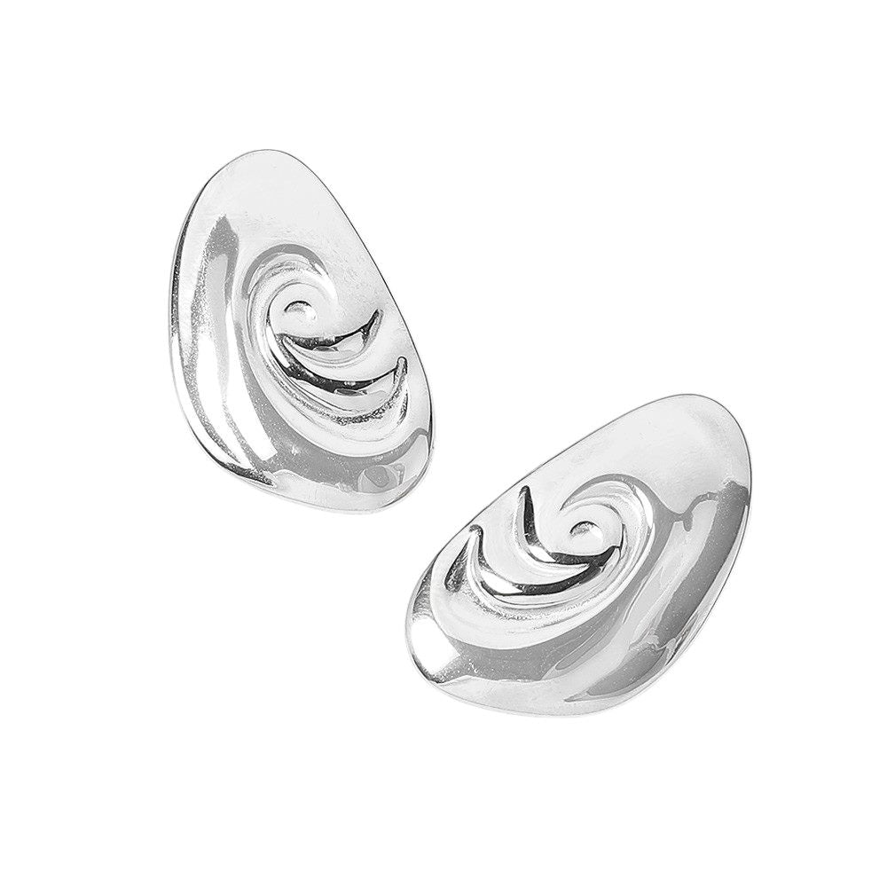Stainless Steel Swirl Plate Earrings