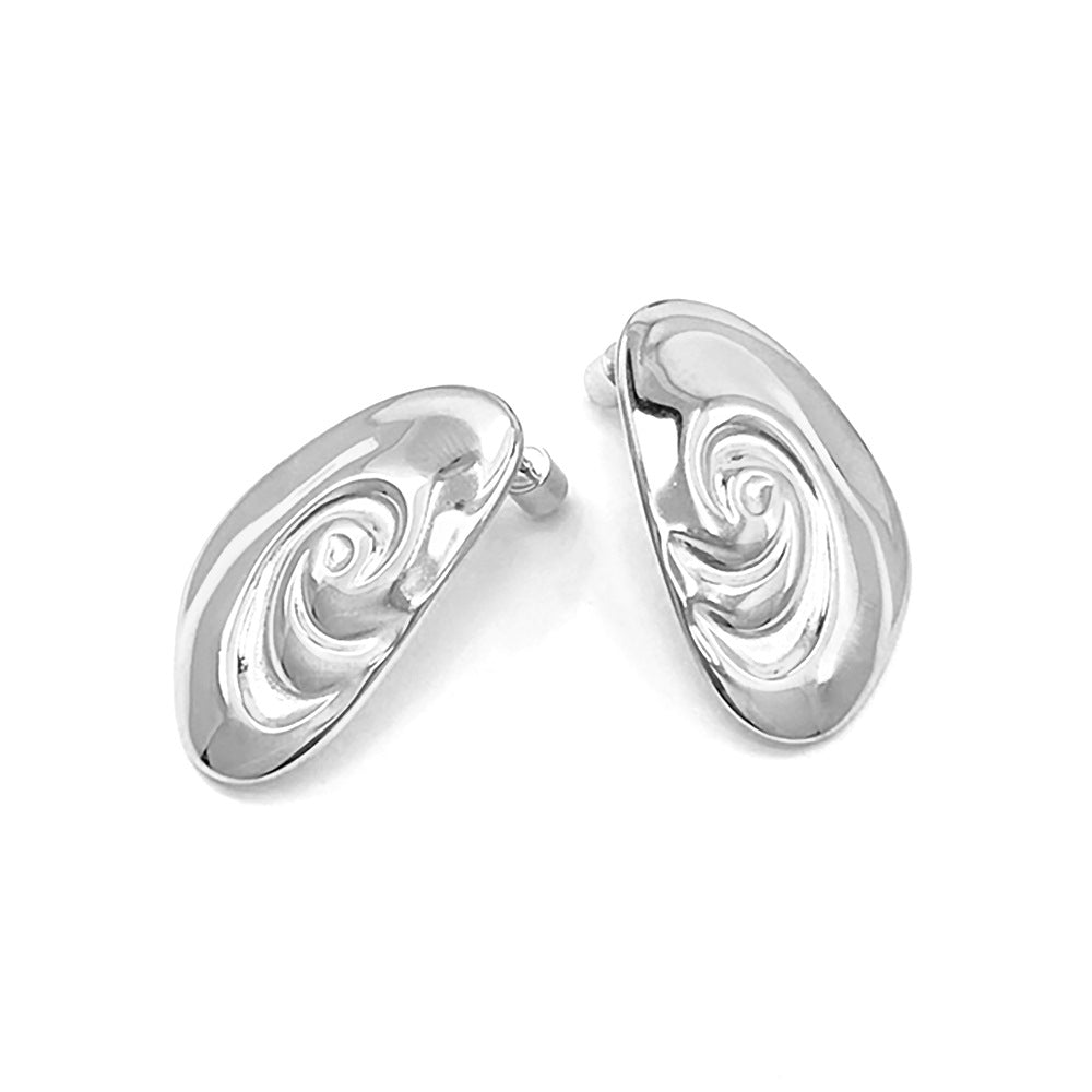 Stainless Steel Swirl Plate Earrings