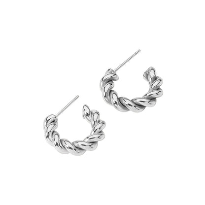 Stainless Steel Twisted Mini Hoop Earrings