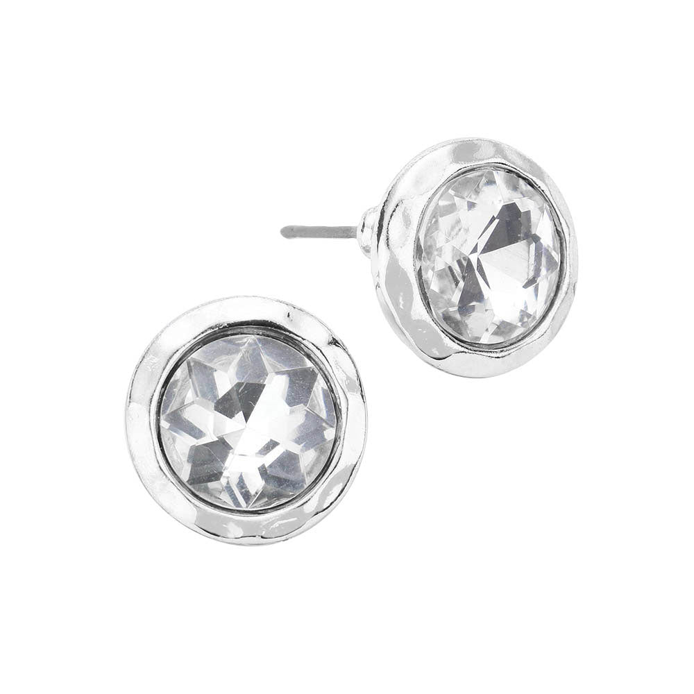 Stylist Round Stone Stud Earrings