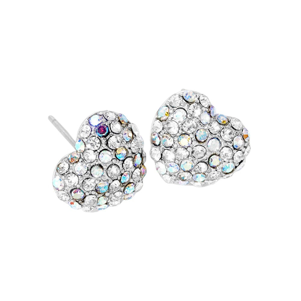 Crystal Pave Heart Stud Earrings