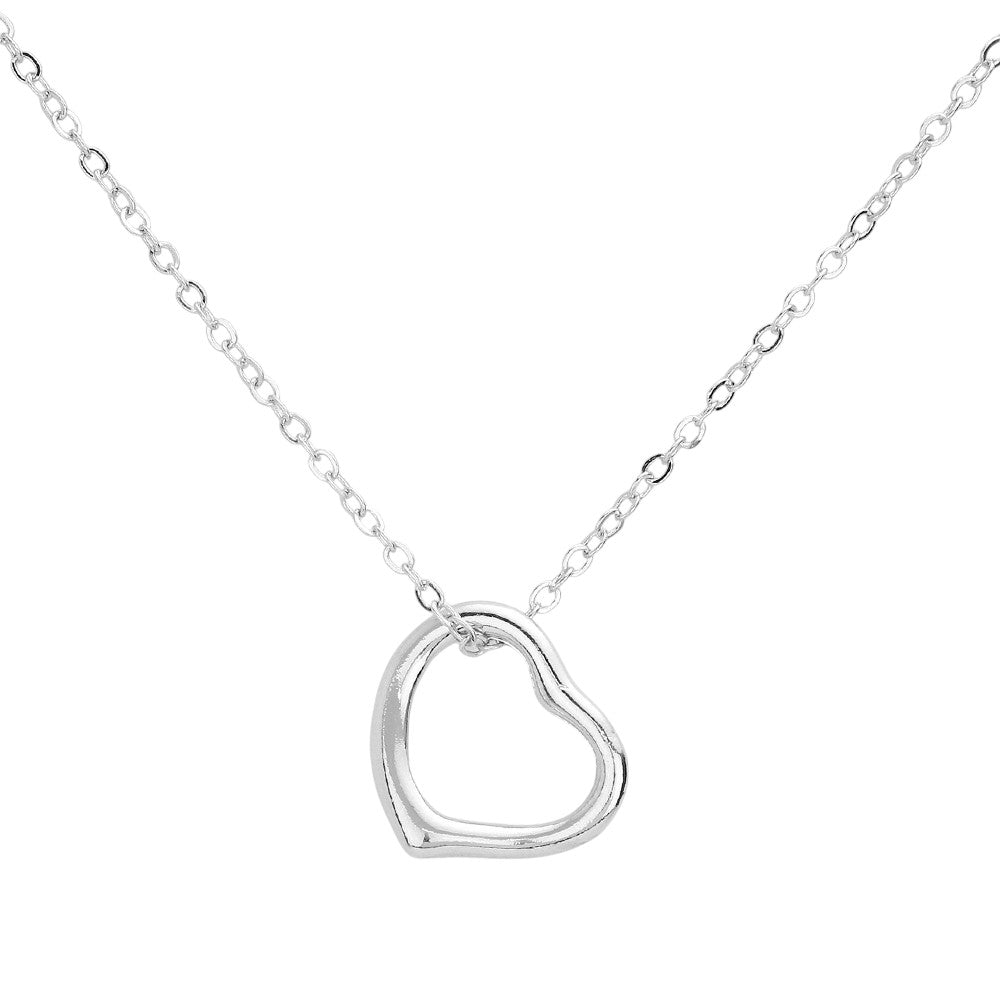 Women's Metal Open Heart Pendant Necklace Valentine's Day