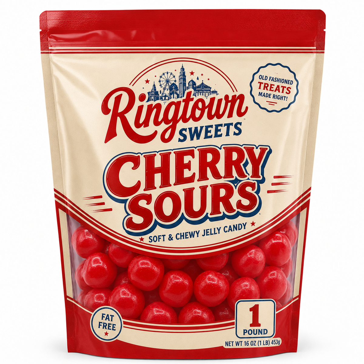 Ringtown Sweets – Cerezas Ácidas – Caramelos de goma suaves y masticables