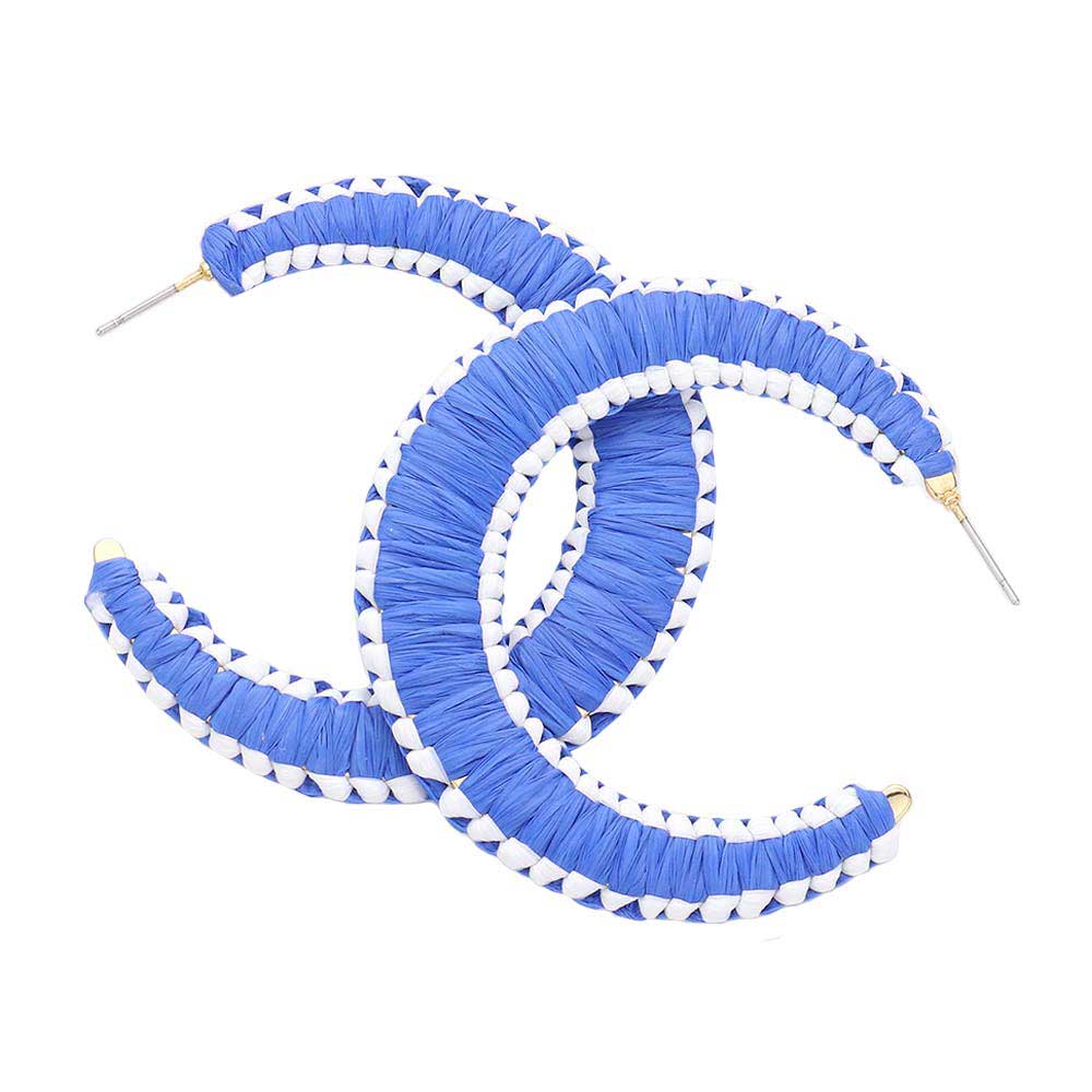 Woven Raffia Hoop Earrings