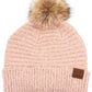C.C Solid Boucle Yarn Beanie Hat With Pom