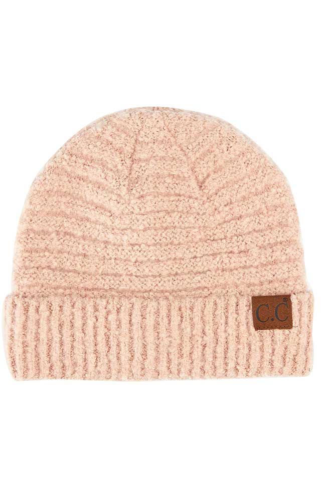 C.C Solid Boucle Yarn Beanie Hat with Cuff