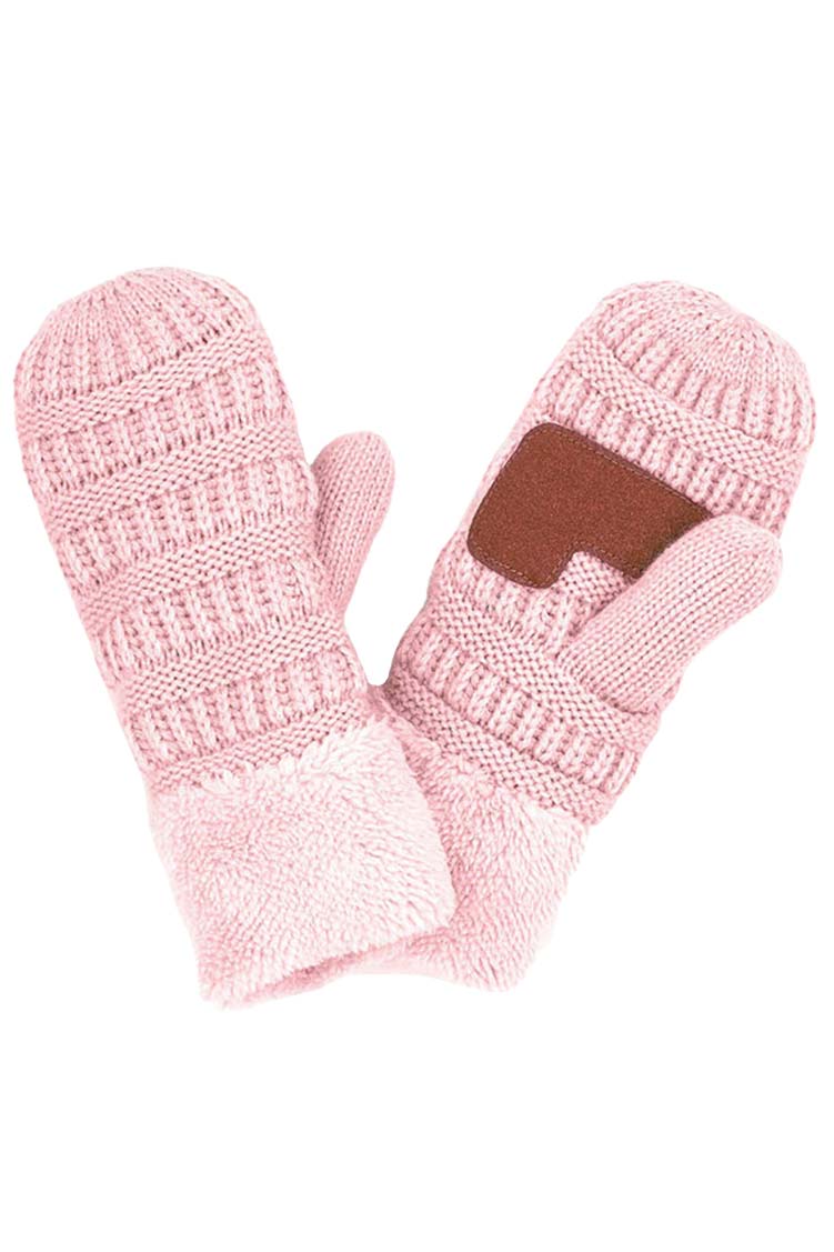 C.C Solid Color Knitted Mitten Gloves