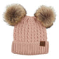 C.C Women's Double Pom All Over Cable Knit Beanie