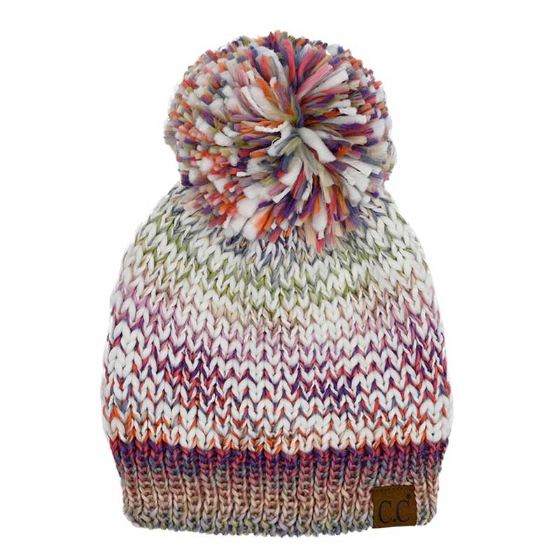 C.C Multi Color Yarn Pom Pom Beanie